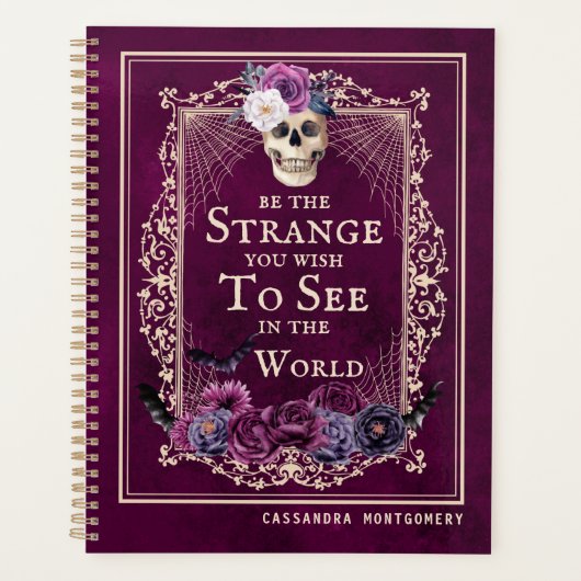 ゴシックフローラスカルヴィンテージマゼンタパーソナライズされたン プランナー手帳 (正面)