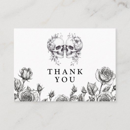 ゴシックフローラスカル結婚ズ・サンキュー プレイスカード (正面)