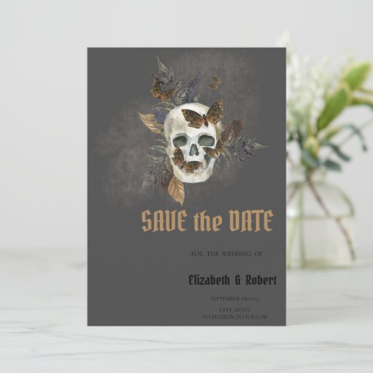 ゴシックフローラスカル蝶の日付を保存 セーブザデート (スタンド正面)