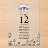 ゴシックフローラスカル表番号座席表 アクリル招待状 (正面)