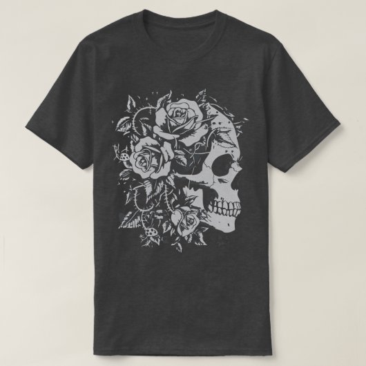 ゴシックフローラスカル Tシャツ (デザイン正面)