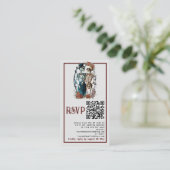 ゴシックフローラスケルトンカップルQRウェディングRSVPカード エンクロージャーカード (スタンド正面)