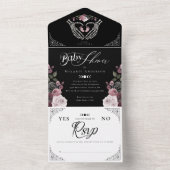 ゴシックフローラスケルトンハンドハートベビーガールシャワー オールインワン招待状 (内側)