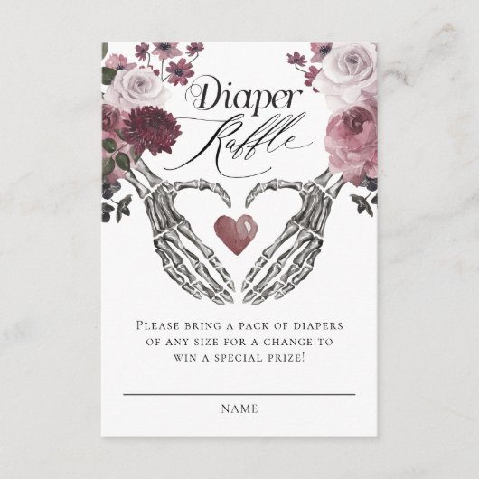 ゴシックフローラスケルトンハンドベビーおむつラッフル エンクロージャーカード (正面)