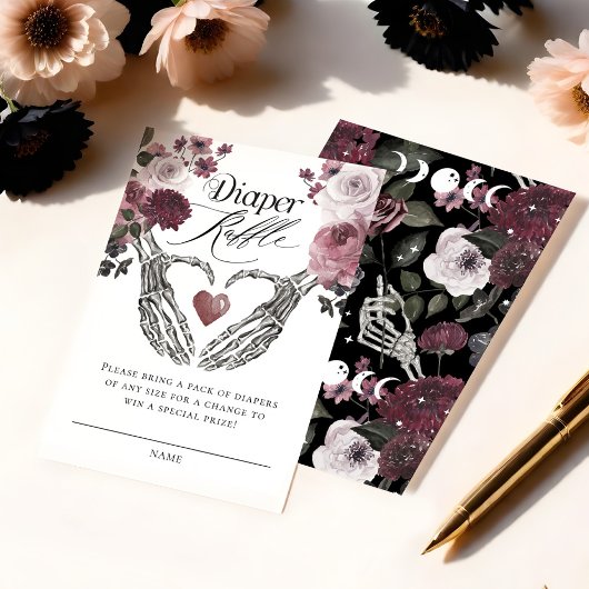 ゴシックフローラスケルトンハンドベビーおむつラッフル エンクロージャーカード