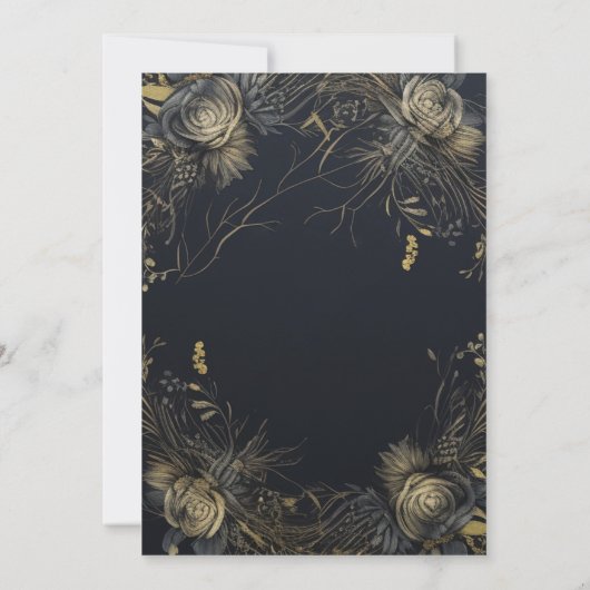 ゴシックフローラダークムーディーズブライダルシャワー 招待状 (裏面)