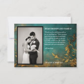 ゴシックフローラティール（緑がかった色）及び金ゴールド サンキューカード (裏面)