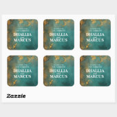 ゴシックフローラティール(緑がかった色)及び金ゴールド スクエアシール (シート)