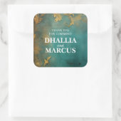 ゴシックフローラティール(緑がかった色)及び金ゴールド スクエアシール (バッグ)