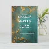 ゴシックフローラティール（緑がかった色）及び金ゴールド セーブザデート (スタンド正面)