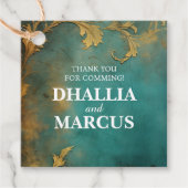 ゴシックフローラティール（緑がかった色）及び金ゴールド フェイバータグ (正面)