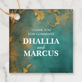 ゴシックフローラティール（緑がかった色）及び金ゴールド フェイバータグ