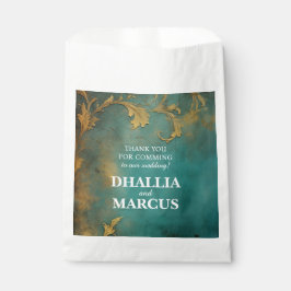 ゴシックフローラティール（緑がかった色）及び金ゴールド フェイバーバッグ