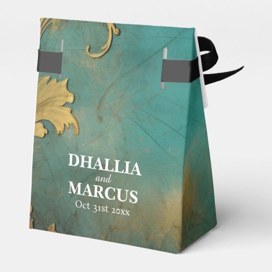 ゴシックフローラティール(緑がかった色)及び金ゴールド フェイバーボックス (裏面サイド)