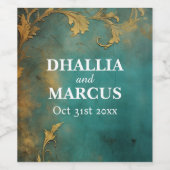 ゴシックフローラティール(緑がかった色)及び金ゴールド ワインラベル (シングルラベル)