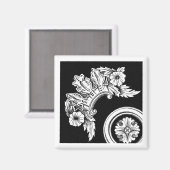 ゴシックフローラトリムアンティーク白黒 マグネット (正面/裏面)