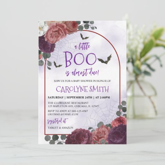 ゴシックフローラハロウィーンベビーシャワー招待状 招待状 (スタンド正面)