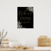 ゴシックフローラハローウィンパーティウェルカムサイン ポスター (キッチン)