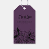 ゴシックフローラバラこうもりスパイダーウェブパープル結婚ズ ギフトタグ (正面)