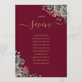 ゴシックフローラバラのシーティングプランテーブル番号 招待状