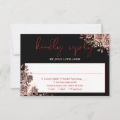 ゴシックフローラバラブラックアンドレッド結婚ズ 出欠カード (正面)