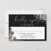 ゴシックフローラバラ白黒結婚ズ 出欠カード (正面)