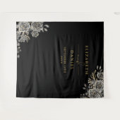 ゴシックフローラバラ結婚ズのフォトブース背景 タペストリー (正面(横))