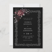 ゴシックフローラフレームダークゴシックハロウィン結婚ズ 招待状 (正面)