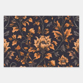 ゴシックフローラブラックギフトラッピング紙シート ラッピングペーパーシート (正面3)