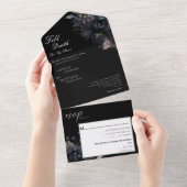 ゴシックフローラブラック死ぬまで我々の部分結婚の オールインワン招待状 (貼ってはがせる)