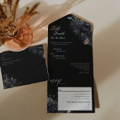 ゴシックフローラブラック死ぬまで我々の部分結婚の オールインワン招待状