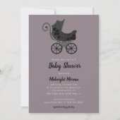 ゴシックフローラベビーカー赤ちゃんシャワー招待状 招待状 (正面)