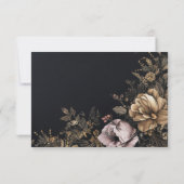 ゴシックフローラユニークダーク結婚ブラック 出欠カード (裏面)