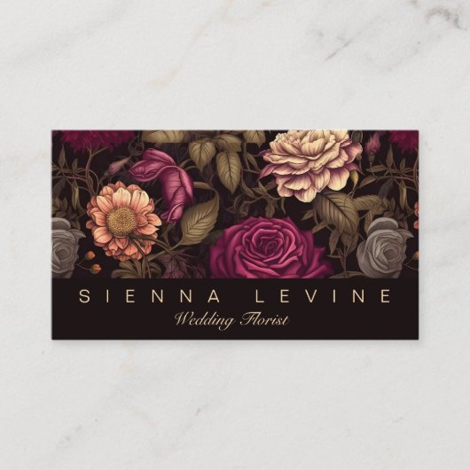 ゴシックフローラヴィンテージ赤クリームブラックフラワーダーク 名刺 (正面)