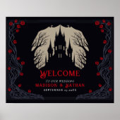 ゴシックフローラ城結婚のウェルカムサイン ポスター (正面)