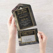 ゴシックフローラ庭園の結婚式 オールインワン招待状 (貼ってはがせる)