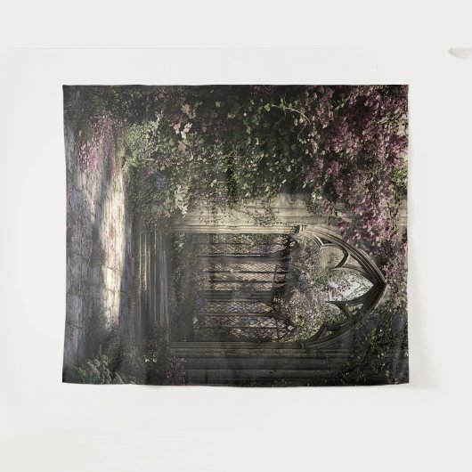 ゴシックフローラ教会の結婚廃墟の写真の背景 タペストリー (正面(横))