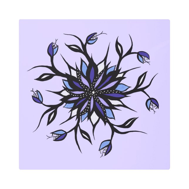 ゴシックフローラ曼荼羅の魔物と歯 メタルプリント (正面)