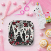 ゴシックフローラ紙スクエアプレート結婚ズ ペーパープレート (パーティー)