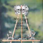 ゴシックフローラ結婚スカルの歓迎 アクリルサイン (ニュートラル)