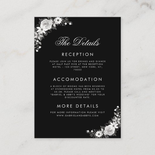 ゴシックフローラ結婚ハロウィーンの黒ザ詳細 エンクロージャーカード (正面)