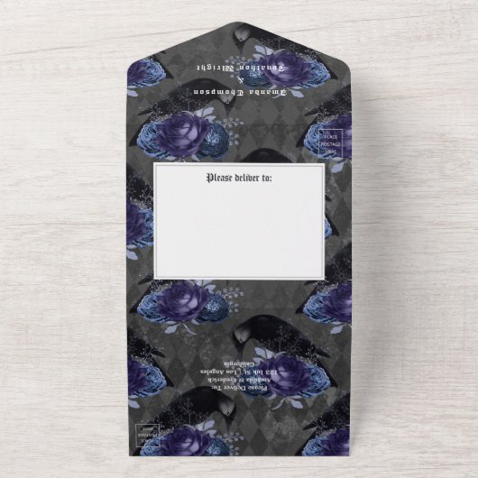 ゴシックフローラ結婚レイベン全て一招待状 オールインワン招待状 (外側)