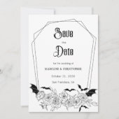 ゴシックフローラ結婚式の日付の保存 招待状 (正面)