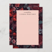 ゴシックフローラ赤青黒ヴィンテージ花 ノートカード (正面/裏面)