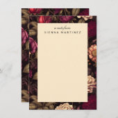 ゴシックフローラ赤面ピーチブラックヴィンテージ花 ノートカード (正面/裏面)