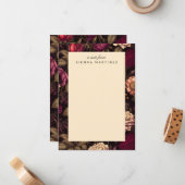 ゴシックフローラ赤面ピーチブラックヴィンテージ花 ノートカード (正面/裏面インサイチュ)