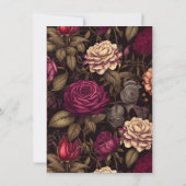 ゴシックフローラ赤面ピーチブラックヴィンテージ花 ノートカード (裏面)