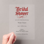 ゴシックブライダルシャワーレッド金属文字 アクリル招待状 (インサイチュ (ポータブル))