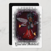 ゴシックブライダルシャワー招待状リトルデビルレディバグ4 招待状 (正面/裏面)