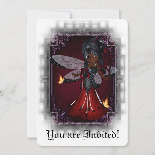 ゴシックブライダルシャワー招待状リトルデビルレディバグ4 招待状 (正面)